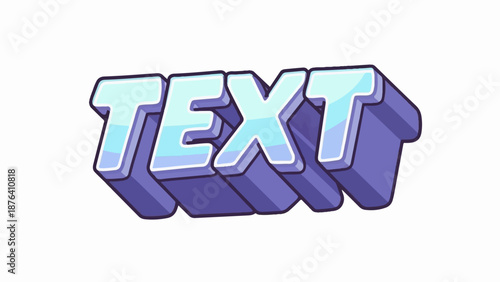 3D extruded text with light blue gradient fill and purple shadow on white background