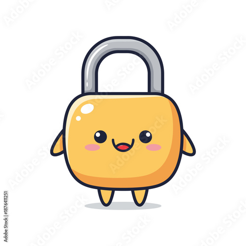 Adorable Cartoon Padlock Character Illustration