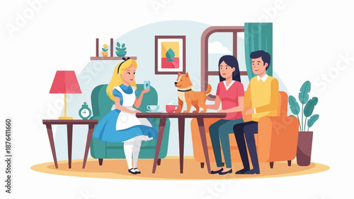 A family and a dog enjoy a cozy indoor gathering with Alice
