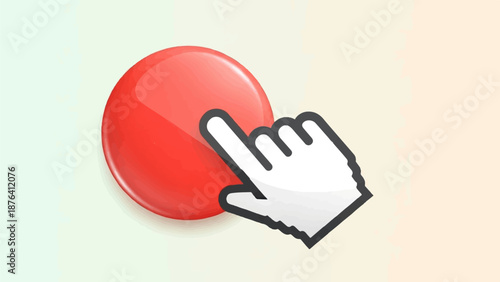 A cursor hand hovers over a shiny red button