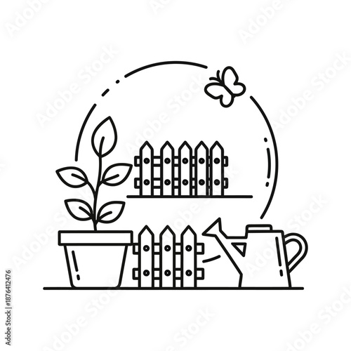 Garden Icon Set – Outdoor Landscaping, Plants and Nature Symbols