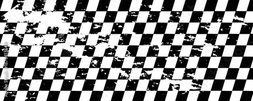 Racing flag sport background horizontal grunge checkered pattern vector design with empty space