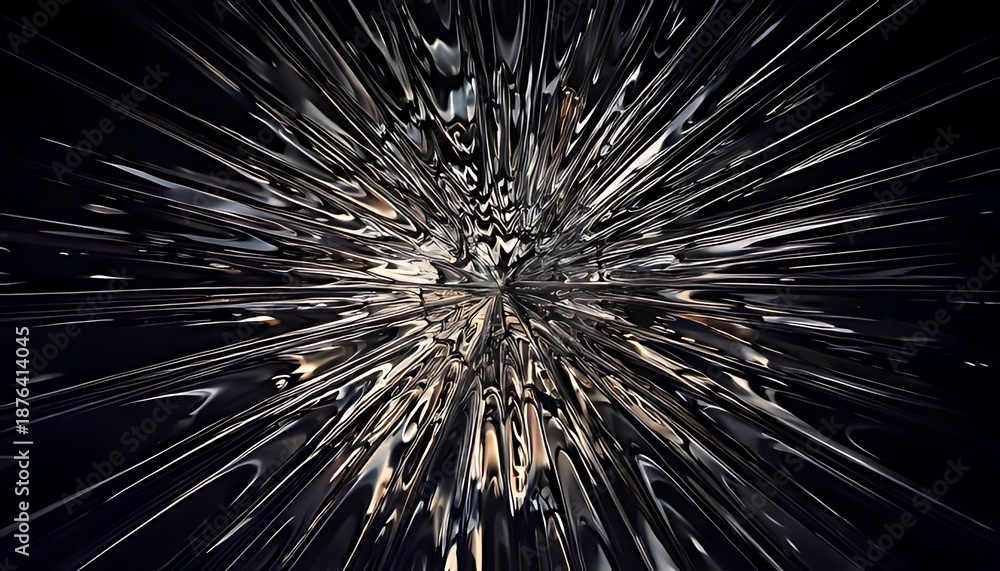 Obraz premium Abstract, dynamic visual. Radiant center, bursts outwards. Dark palette, textured surface creates dramatic impact