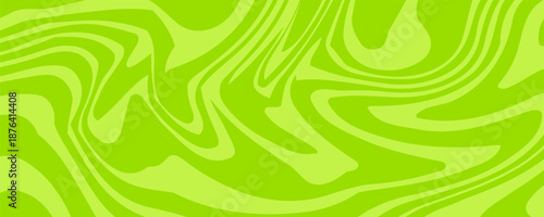 Abstract green background with hypnotic wavy lines pattern. Fresh and natural background