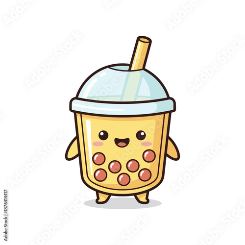Adorable Cartoon Bubble Tea Character Illustration
