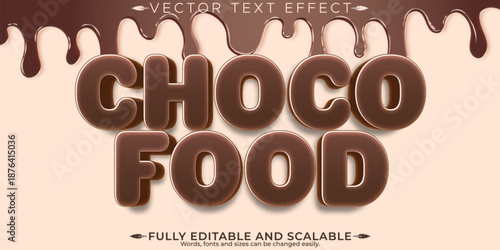 Chocolate text effect, editable breakfast and snack text style
