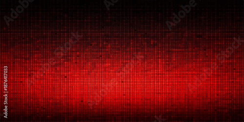 Abstract pixelated mosaic background featuring radiant red, black gradient glow