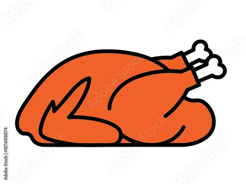 A cartoon illustration of a roasted turkey leg with a bone