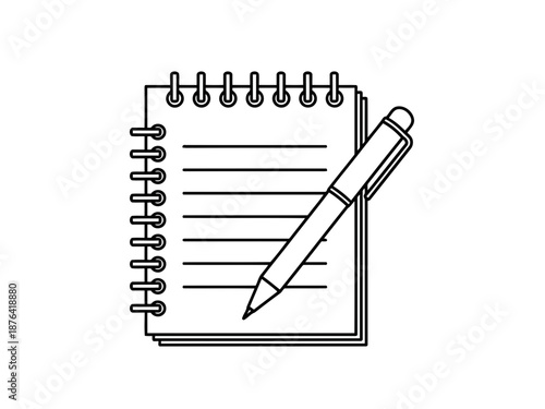 A spiral notebook with a pen on top for writing or drawing