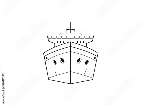 Ship bow view in black lines