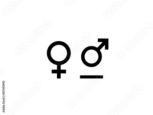 Black and white vector illustration of male and female gender symbols