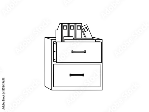 Vector illustration of office filing cabinet with binders on top
