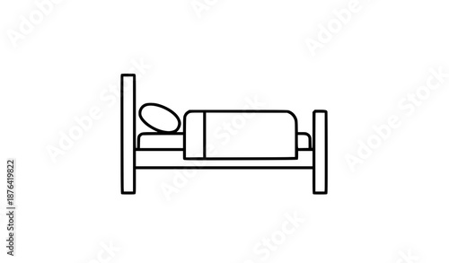 Minimal bed outline icon for healthcare lifestyle and mobile navigation vector illustration
