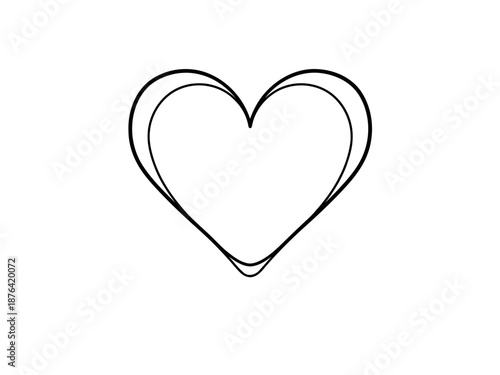 Black line art heart shape with double outline