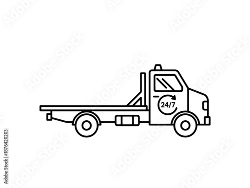 A line drawing of a 247 tow truck