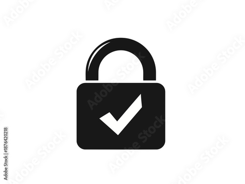 A black padlock icon with a white checkmark