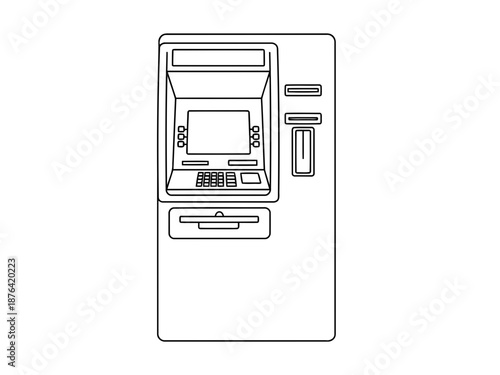 A line drawing of an automated teller machine