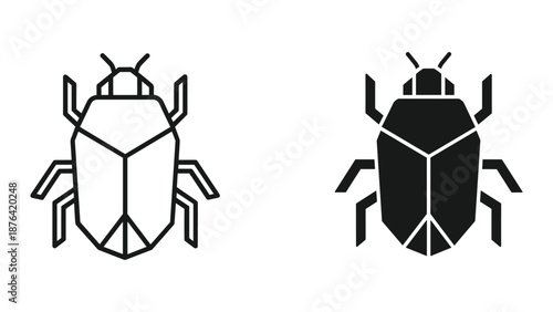 Beetle Vector Illustration - Outline and Solid Styles