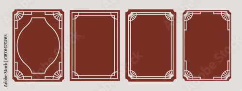  Art deco Frame  minimalism, showcasing elegant geometric rectangle shapes, clean minimalist line style, and refined vintage golden aesthetics.