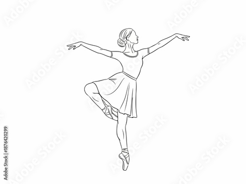 Line drawing of a ballet dancer in a dancing pose