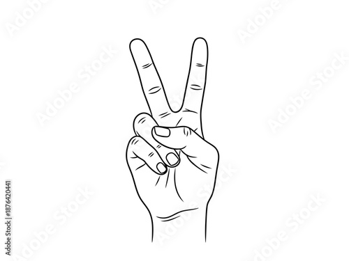 A hand gesture making peace sign with two fingers up