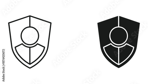 Shield User Icon Vector Illustration Set
