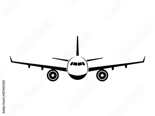 Black silhouette of a commercial airplane flying
