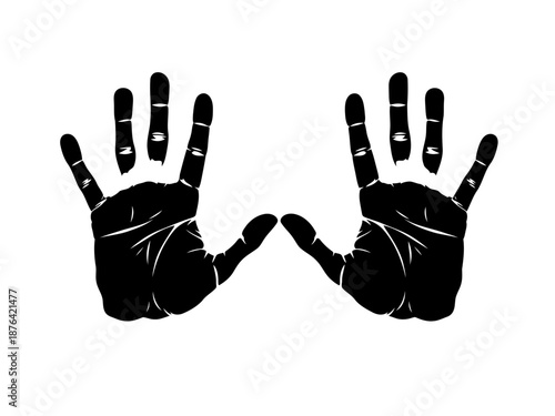 Black illustration of two hands with fingers spread apart