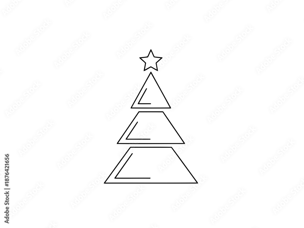 Fototapeta premium A simple line drawing christmas tree with a star on top