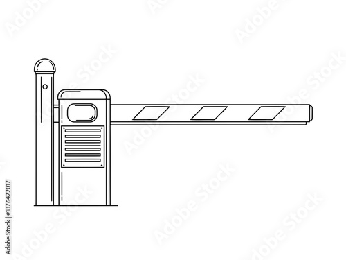 Vector illustration of a gate access control system with boom barrier