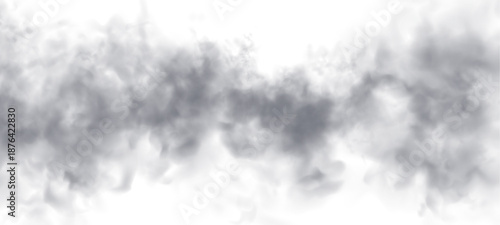 Dense white smoke clouds on a white background. Includes fog, mist, and atmospheric steam effects. High-resolution cutout smoke and cloud PNG vector illustration.