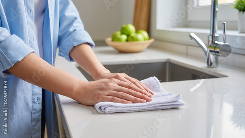 woman cleaning the kitchen 