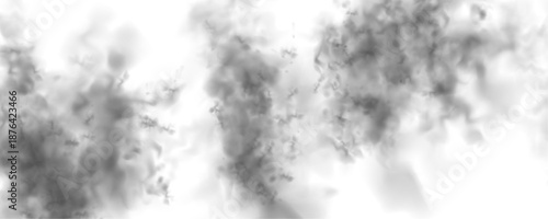 Soft gray smoke clouds drifting on a white background. Realistic 3D smoke, fog, and cloud textures included. Cutout smoke and cloud PNG with detailed patterns vector.