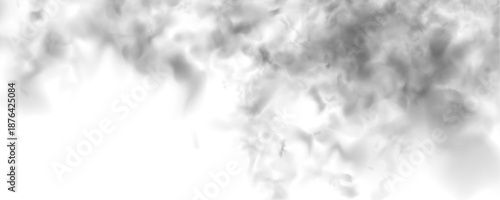 White steam rising and curling over a white background. Realistic smoke, fog, and cloud textures in 3D rendering style. Cutout smoke and cloud PNG for digital use vector.