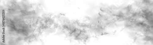 Black smoke and white mist swirling on a clean white background. Realistic smoke, fog, and cloud effects in high resolution. Cutout smoke and cloud PNG for digital use vector.