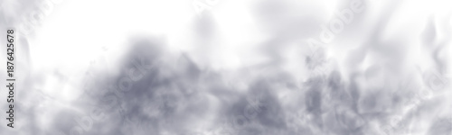 Grey smoke plumes rising over a white background. Atmospheric effects such as mist, fog, and clouds included. Realistic cutout smoke and cloud PNG vector illustration.