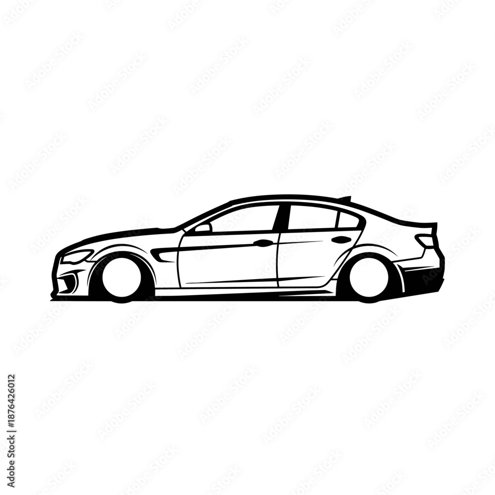Fototapeta premium Dynamic Car Illustration, Vehicle Design, Digital Concept Art, Minimalist Style, Side View, Creative Graphics