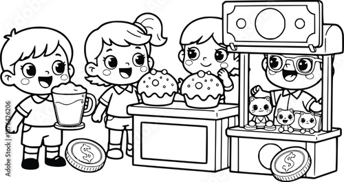 Little Entrepreneurs Coloring Book for Kids – Business Activity Vector