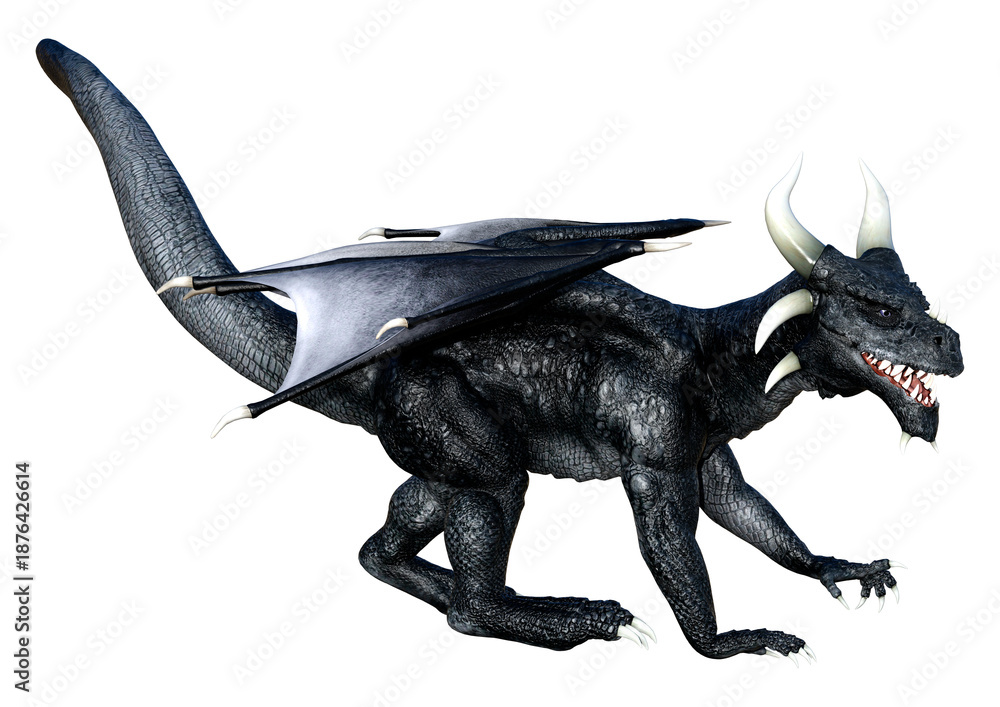 Naklejka premium 3D Rendering Fairy Tale Dragon on White