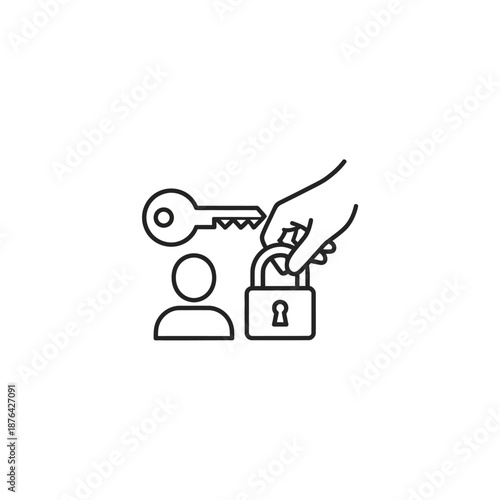 Secure Digital Authentication with Key, Lock, and User Icon Illustration