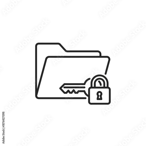 Secure Digital File Folder with Lock Icon for Data Privacy and Protection