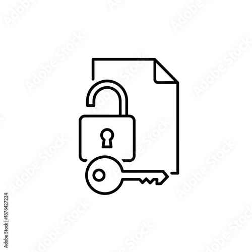 Secure Digital File Protection with Locked Document and Key Illustration