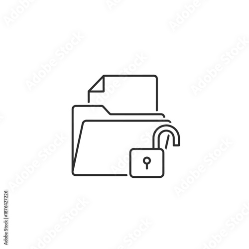 Secure Digital File Storage Concept with Lock and Folder Representation