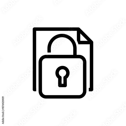 Secure Lock and Document Icon for Data Privacy and Digital Security