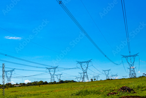Canvas Print Largest dam in the world Itaipu electricity pylons in Brazil.