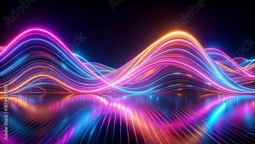 futuristic neon wave art black motion blur