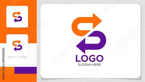 Modern logo design with arrows and placeholder text