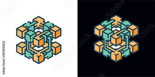 Graphic Illustration of Abstract Geometric Shapes in Dual Color Scheme for Modern Design Enthusiasts