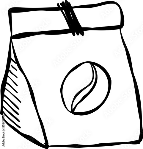 hand drawn Coffee Bag Line Art illustration