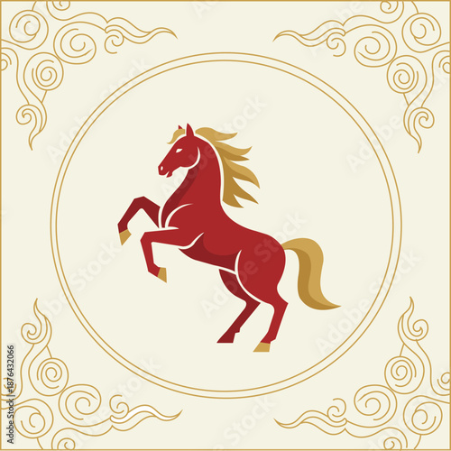 Chinese New Year 2026 Horse Illustration